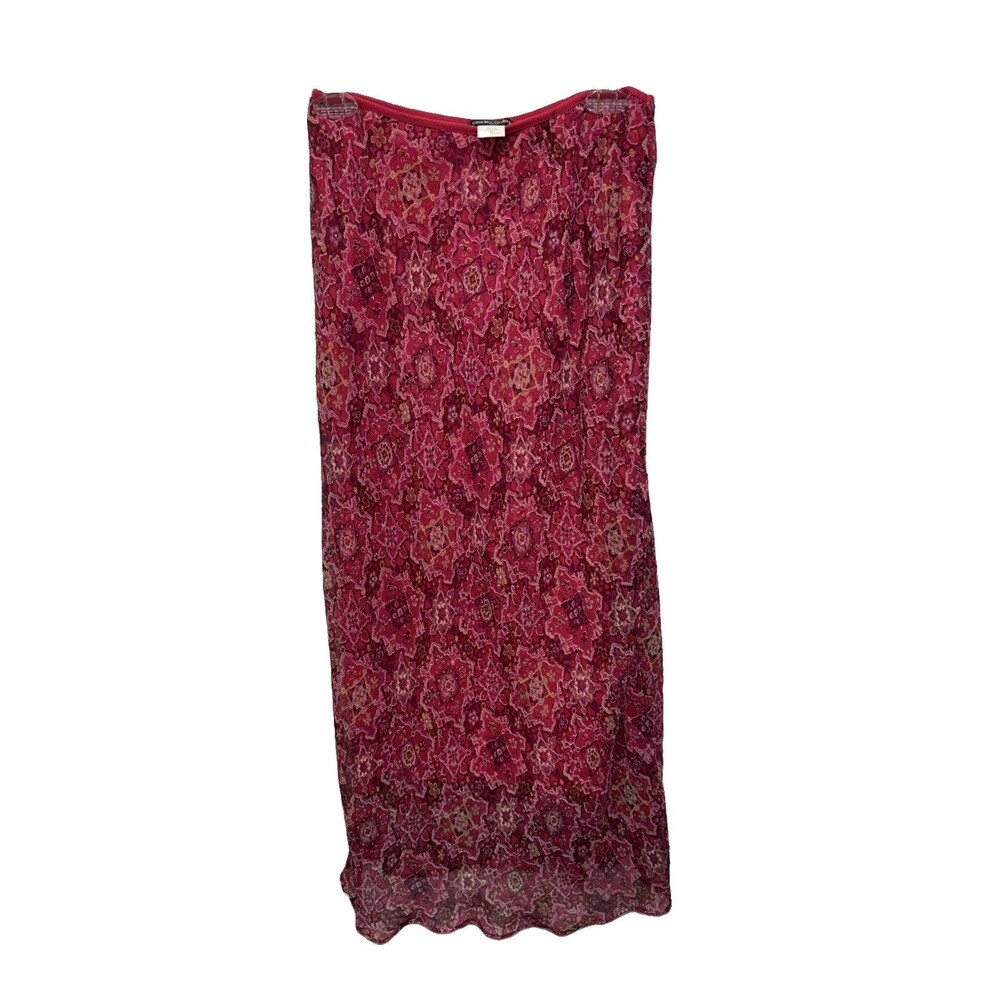 Studio Soleil Y2K Pink Paisley Maxi Skirt M Lined Elastic Waist Stretch Retro